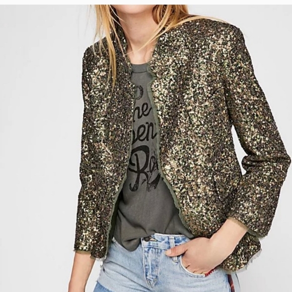 Zadig & Voltaire Verys Sequin Open Front Blazer Jacket Size 36 - Picture 1 of 13